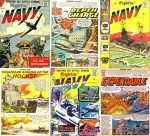 vintage war comics - Fightin Navy. 9 issues, Over 350 pages, 1950s vintage navy comics, pdfs suitable for pc, phones, tablets