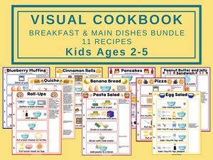 Bundle Kids Recipe Book, Preschool Cookbook Printable, Birthday Gift for Granddaughter, Montessori Homeschool Baking Activity for 2 Year Old