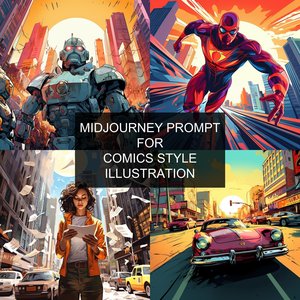 Midjourney Prompt for Comics Style Illustration, AI Art Midjourney, Digital Download, Comic Book Art Guide