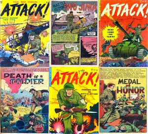 vintage war comics - Attack comics collection. 9 issues, Over 300 pages, 1950s vintage army comics, pdfs suitable for pc, phones, tablets