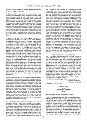 The Diary of William Stout 1665 to 1752 - Lancaster, Lancashire, England, UK - Quakers, Friends Meeting House - PDF download