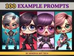 100 Chibi Character AI Art Prompts Bundle | Dalle 3 | Big-Headed Dolls | Chibi Kawaii |  Bing Creator DALL-E3 | ChatGPT | AI Art Prompt