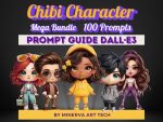 100 Chibi Character AI Art Prompts Bundle | Dalle 3 | Big-Headed Dolls | Chibi Kawaii |  Bing Creator DALL-E3 | ChatGPT | AI Art Prompt