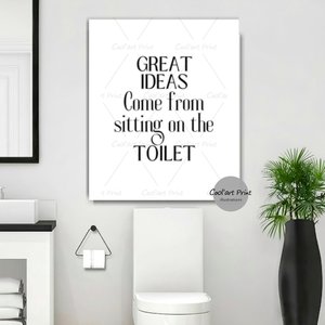 Humorous bathroom poster. Comic toilet quote. Funny illustration. Toilet humor.