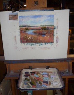 Pastel Painting Lesson Demo PDF Autumn MARSH LANDSCAPE Art Tutorial  booklet grasses,sky,clouds,water