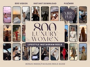 800+ Rich luxury Women Reels I Luxury Reels for Instagram Reels, Minimalist Faceless Digital Marketing Videos With Master Resell Rights, MRR