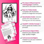 ChatGPT & Dalle3 Prompt Guide | 25 African Chibi Girl Coloring Pages | 25+ Chibi Prompts | Commercial Rights | ChatGPT prompts unlimited