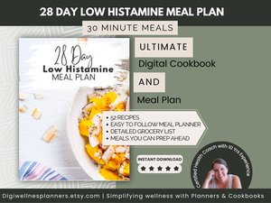 4 Weeks Low Histamine Meal Plan | 52 recipes | Grocery List | Simple Recipes| Nutritional Information