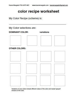 COLOR Recipe Color Scheme Painting Planning WORKSHEET  PDF Plan for Better Paintings