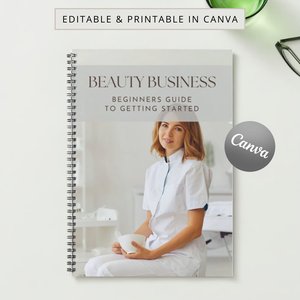 Beauty Business Beginners Manual Canva Editable Course Ebook Tutorial Trainer Educator Learn Guide Salon Management Aesthetician Training