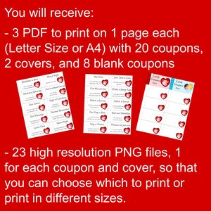 Printable Love Coupons Book for Him and Her, Valentine's Day Gift for Him and for Her, Romantic Coupons PDF, Love Coupons for Couples