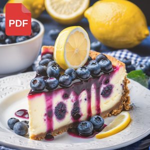 BEST Recipe Cheesecake, Lemon Blueberry Cheesecake Recipe, Digital Downloadable Desserts, Homemade Food Recipes, Dessert Recipe PDF