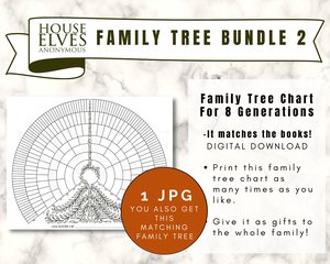 Family Tree Book BUNDLE 2 - Get 2 paperback genealogy notebooks, and 2 Beautiful Family Tree Chart JPGs to print as many times as you like