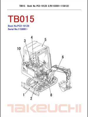 015 Hydraulic Excavator Service Parts Manual Takeuchi TB015