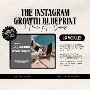 Instagram Growth Blueprint Course Faceless Digital Marketing Guide MRR PLR DFY Ig Master Resell Right Social Media Done For You Canva