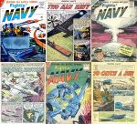 vintage war comics - Fightin Navy. 9 issues, Over 350 pages, 1950s vintage navy comics, pdfs suitable for pc, phones, tablets