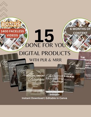 Done for you FACELESS Digital Marketing Guide Bundle with Master Resell Rights MRR & Private Label Rights PLR Done-For-You Digital Products