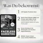 100 digital product ideas German with resale rights, Faceless Digital Marketing Beginner Guide, INSTAGRAM Marketing Checklist,