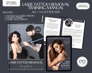 Laser Tattoo Removal Training Manual, Tattoo Removal Guide, Laser Tattoo Training Manual, Laser Clinic Tattoo Removal Course, Edit in Canva