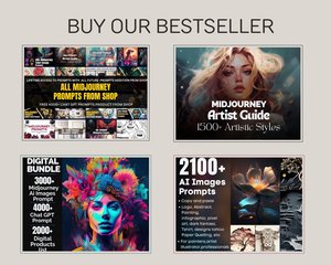 Midjourney Prompts Bundle, All shop Prompts, Midjourney Prompt, Midjourney AI Art, Learn Midjourney guides, Digital Art, Ai prompt bundle