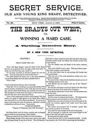 100 Secret Service Old and Young King Brady Magazine, Vintage Pulp Detective Stories Magazine, Dime Novels
