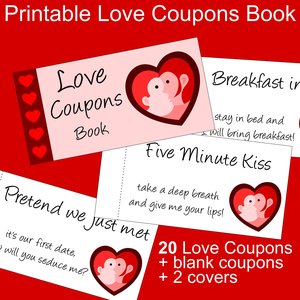 Printable Love Coupons Book for Him and Her, Valentine's Day Gift for Him and for Her, Romantic Coupons PDF, Love Coupons for Couples