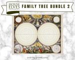 Family Tree Book BUNDLE 2 - Get 2 paperback genealogy notebooks, and 2 Beautiful Family Tree Chart JPGs to print as many times as you like
