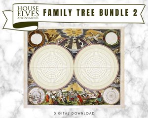 Family Tree Book BUNDLE 2 - Get 2 paperback genealogy notebooks, and 2 Beautiful Family Tree Chart JPGs to print as many times as you like