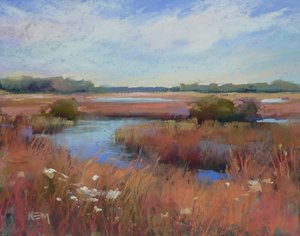 Pastel Painting Lesson Demo PDF Autumn MARSH LANDSCAPE Art Tutorial  booklet grasses,sky,clouds,water