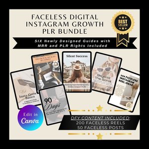 Done For You Faceless Instagram Growth Bundle, 6 PLR-MRR Guides + 200 Done For You Instagram Reels and 50 Faceless Instagram Posts with MRR