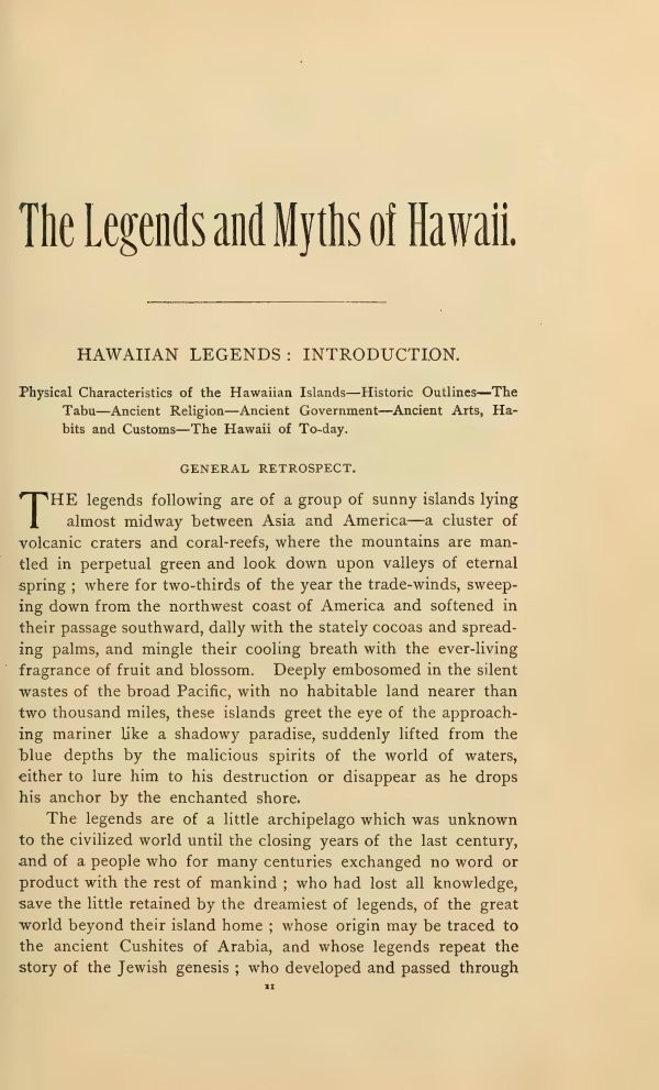 HAWAII MYTHS LEGENDS - The Myths and Legends of Hawaii, Vintage Book (1888), Hawaiian Folklore, History, Old Book, Illustrated, Pdf 566 pg