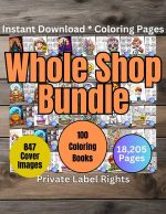 Coloring Book Pages Whole Shop Bundle 18,205+ pieces colouring sheets coloring pages for adults for kids PLR Book Sets & Collections