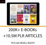 200,000+ eBooks +10.5M PLR Articles, PLR & Master Resell Rights | Make Money Online | Start A Digital Download Business