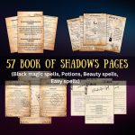 57 Book of shadows pages, witchcraft Printable grimoire pages, witch spell book, occult, spells and rituals, forest page