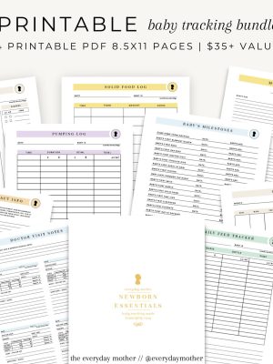 Printable Baby Essential Tracking Bundle |DIY baby tracking log |Feed logPomplogbook |Diary for newbornsThe everyday mother