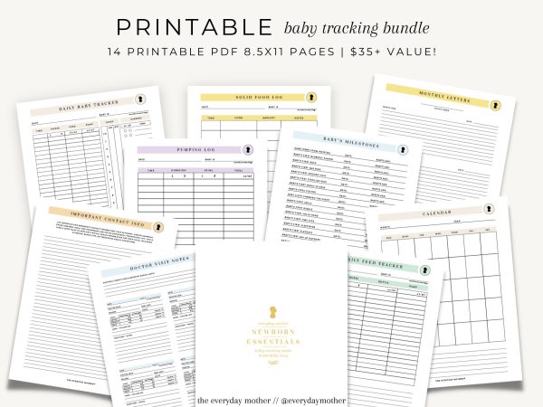 Printable Baby Essential Tracking Bundle |DIY baby tracking log |Feed logPomplogbook |Diary for newbornsThe everyday mother