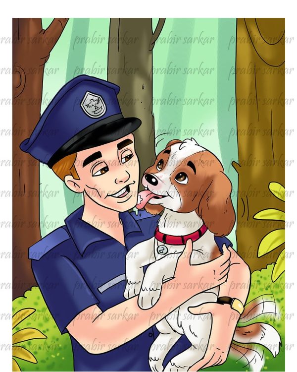 Adapted dog children book illustration