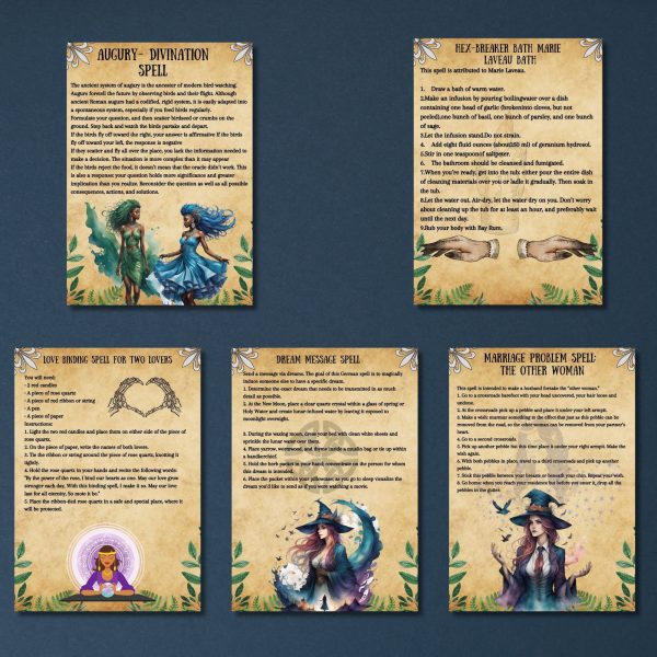 Secret old spells, grimoire pages, printable book of shadows, wicca, spell download, old rituals, witchcraft, forest pages