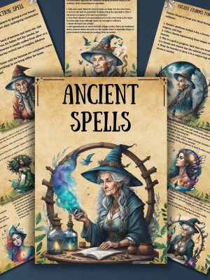Secret old spells, grimoire pages, printable book of shadows, wicca, spell download, old rituals, witchcraft, forest pages
