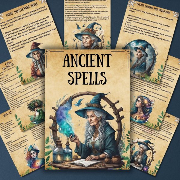 Secret old spells, grimoire pages, printable book of shadows, wicca, spell download, old rituals, witchcraft, forest pages