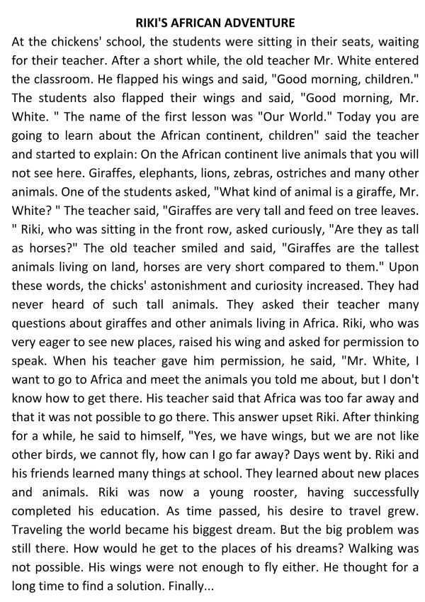 Digital Children's Book, Riki's African Adventure, Story Book, PDF/Prints Download, Story before bedtime, educational/fun 8-12 years, children read