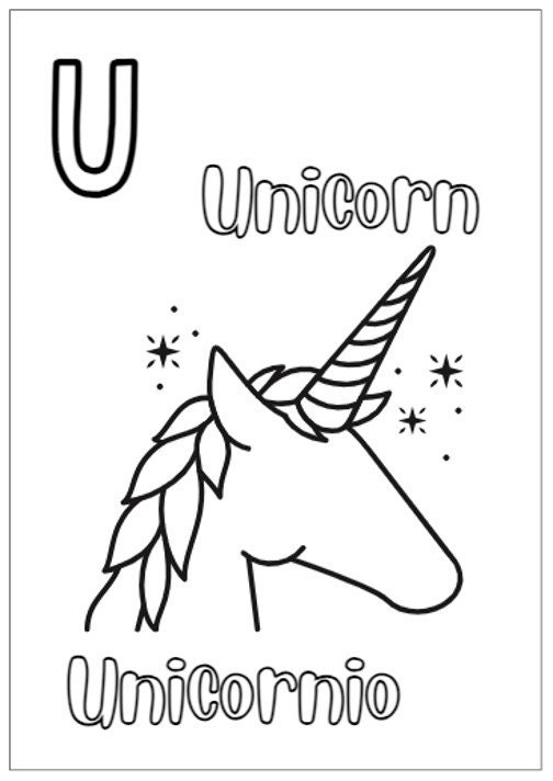 27 Bilingual English Spanish Coloring Pages for Kids: Páginas de Colorear Bilingue Inglés y Español para Niños. Bilingual Alphabet printable