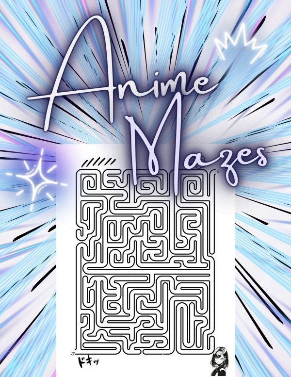 Anime mazzel book, 30 printable pages, maze for children, instant download, brain teaser game, maze play, kids activity book