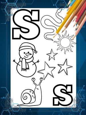 Digital coloring book for children, alphabet coloring book, digital learning