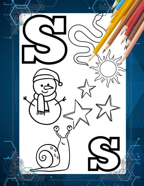 Digital coloring book for children, alphabet coloring book, digital learning