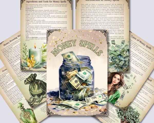 Money spells.10 powerful rituals.Nice pages for your grimoire or book of Shadows.Printable.