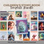Children's story books and e-book template, children's books, editable children's e-book, Our, editable in Canva, e-book template