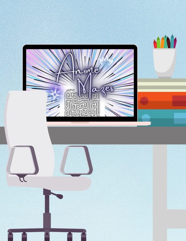 Anime mazzel book, 30 printable pages, maze for children, instant download, brain teaser game, maze play, kids activity book