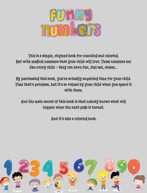 Funny Numbers - Digital Children's Book - Story Book - PDF/Printing Download - Story Before going to sleep - Educational/Fun - Counting/Colors 2-4 Age