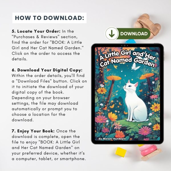 A little girl and her cat named Garden |Digital Story Book for Children |Digital copy Download/PrintableChildren's storyEducational
